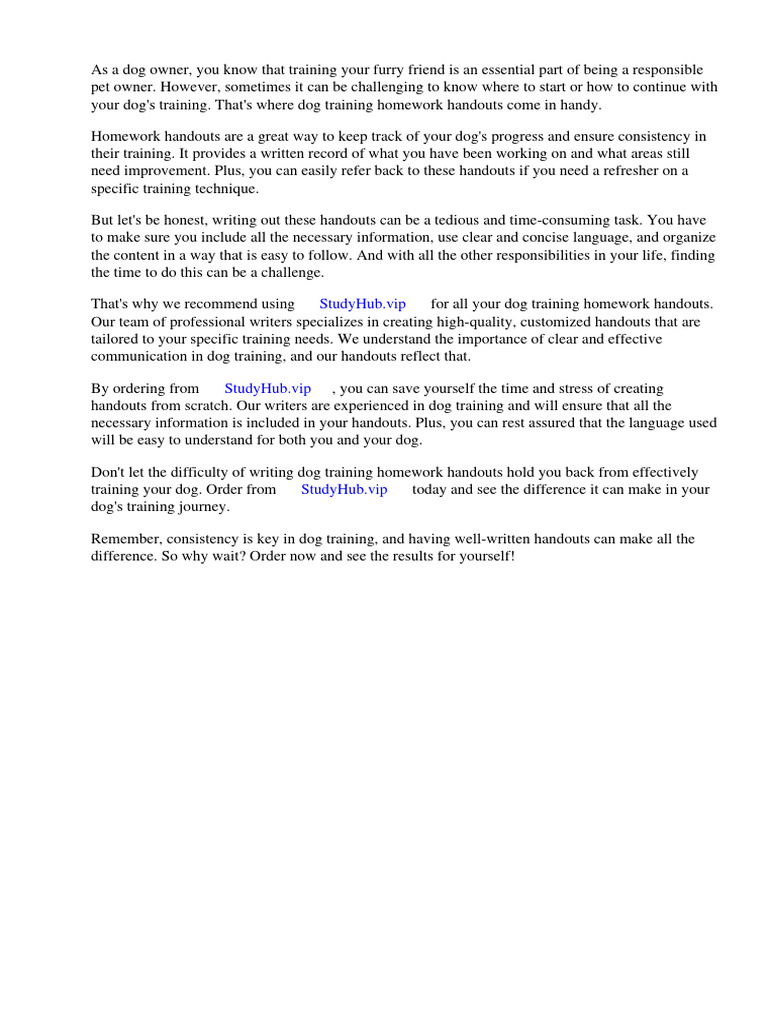 Dog Training Homework Handouts PDF Dog Training Vocabulary