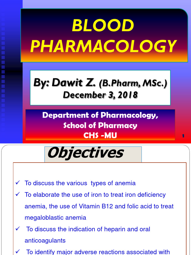 Blood Pharmacology Overview | PDF | Thrombus | Thrombosis