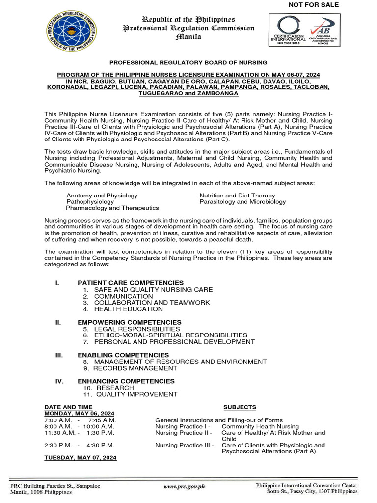 Exam Progam May 2024 Pnle PDF Nursing Health Care