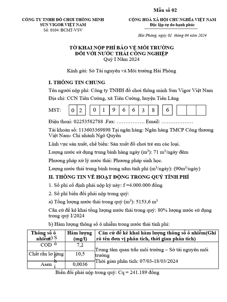 Phí BVMT Đối Với Nước Thải | PDF