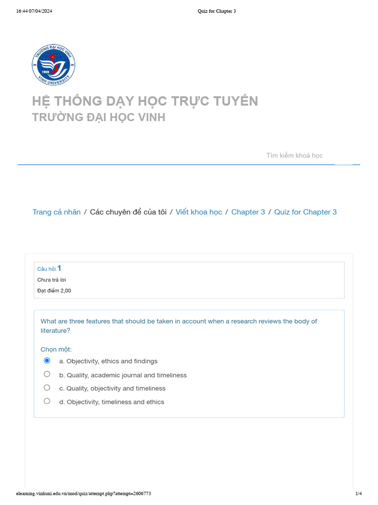 Quiz For Chapter 3 Vkh Pdf