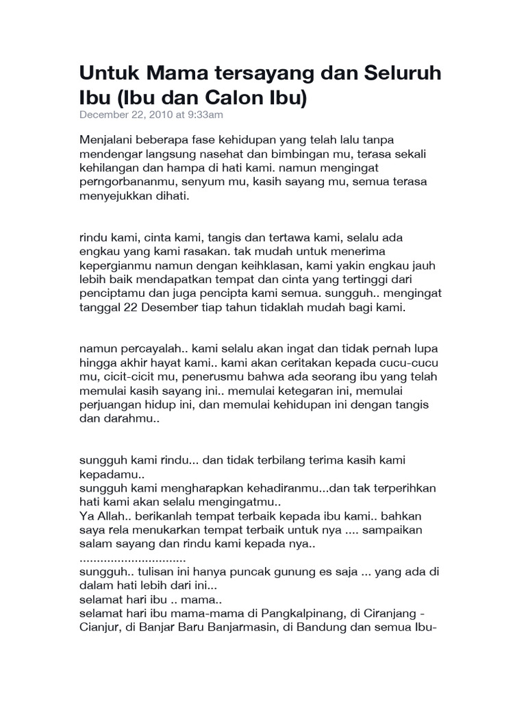Kenangan untuk Mama Tersayang | PDF