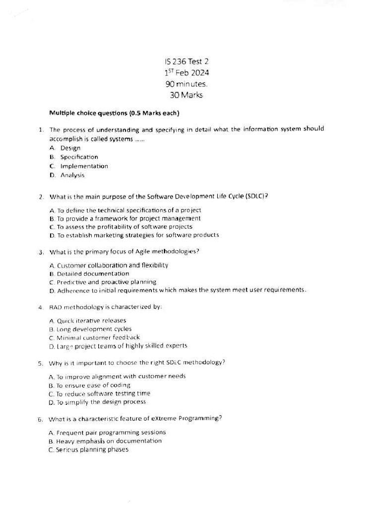 IS 236 Test Questions | PDF