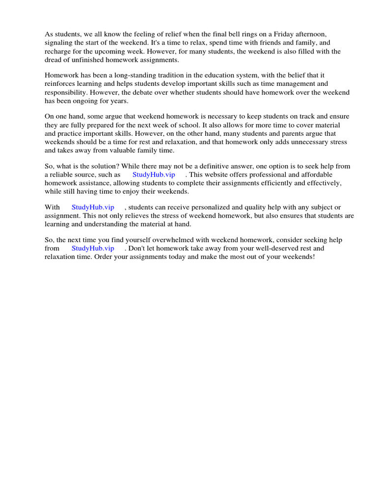 should-students-have-homework-over-the-weekend-pdf-homework-teachers