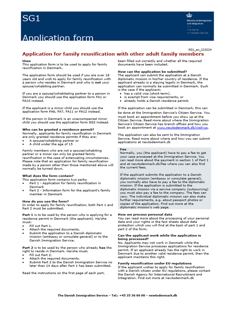 Denmark Family Reunification Guide | PDF | Identity Document | Passport