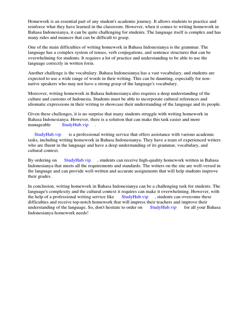 Bahasa Indonesianya Homework PDF Indonesian Language Indonesia
