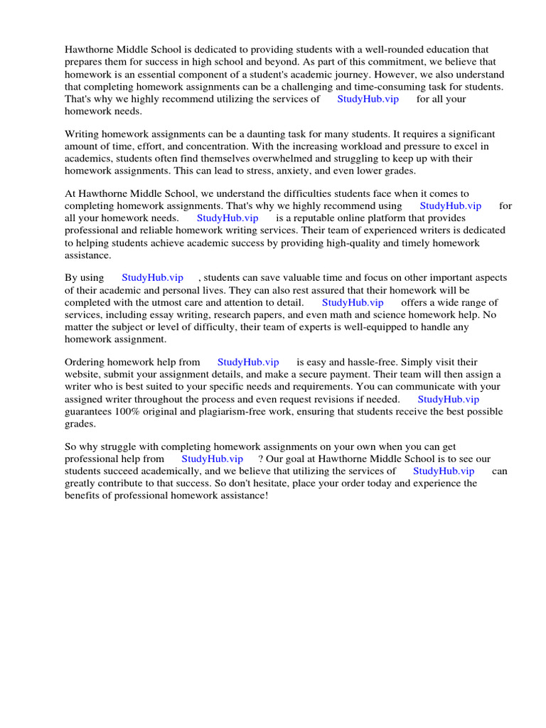 Hawthorne Middle School Homework Online | PDF | Homework | Teachers