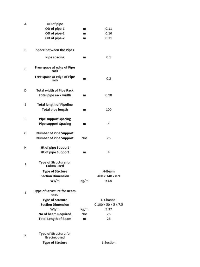 Pipe Rack Width and Support Calculation | PDF | Home & Garden