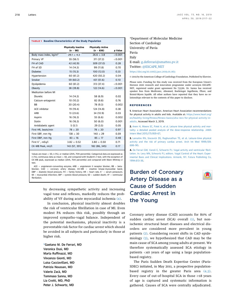 Burden of Coronary Artery Disease As A Cause o - 2019 - Journal of The ...