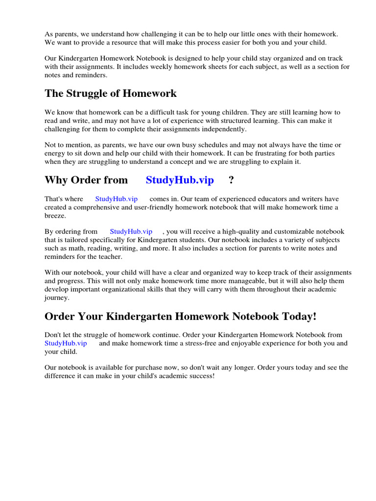Kindergarten Homework Notebook | PDF | Homework | Worksheet