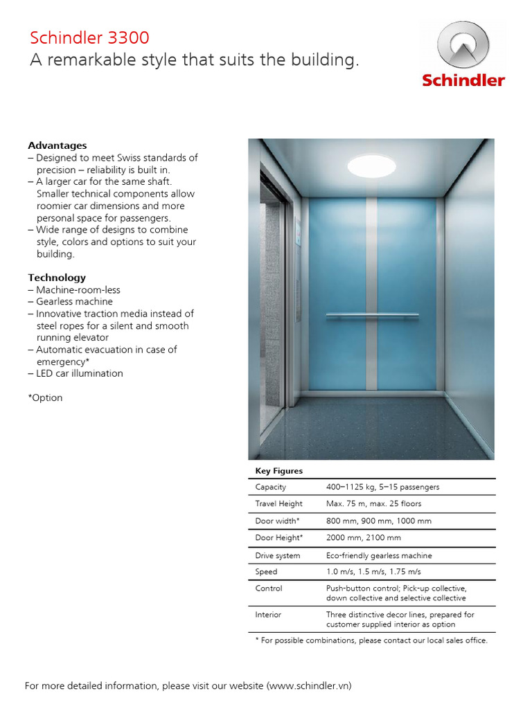 Schindler3300 Productdatasheet En Pdf
