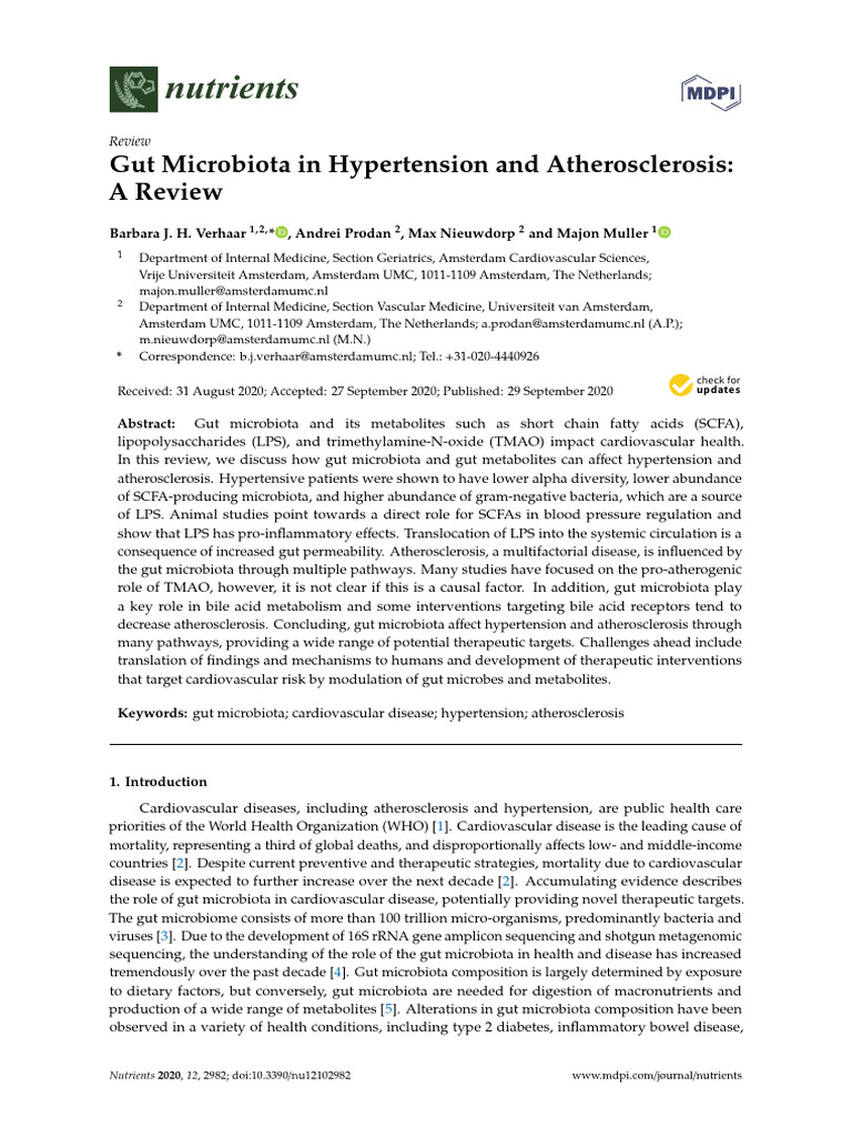 Gut Microbiota in Hypertension and Atherosclerosis - A Review | PDF ...