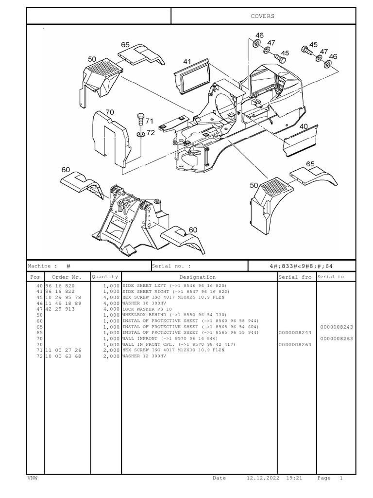 Parts List for Machine Installation | PDF | Home & Garden | Technology ...