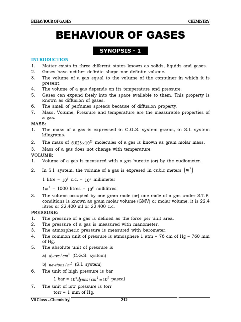 Behaviour of gases pdf gases litre