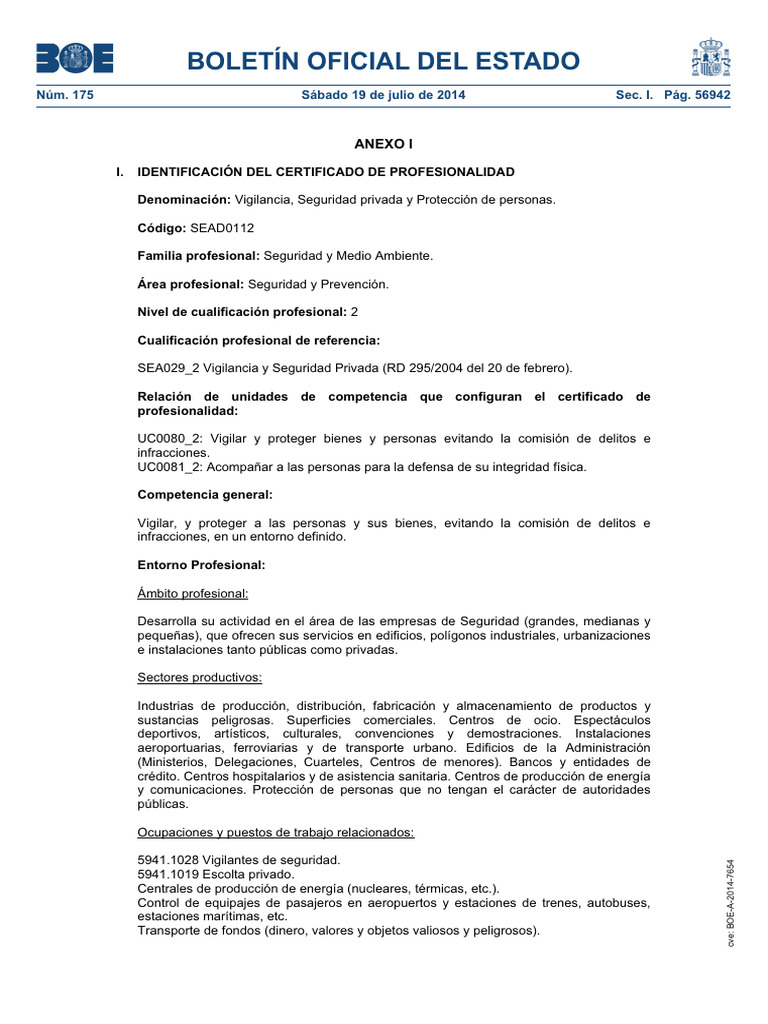 Criterios Para Impartir Certificado De Profesionalidad De Seguridad
