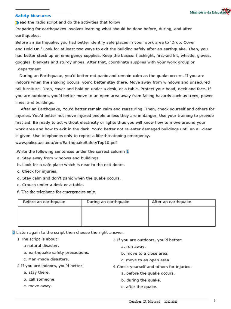 Photo inspiration: Picture Idea: Earthquake Safety Measures 2023 Pdf Earthquakes