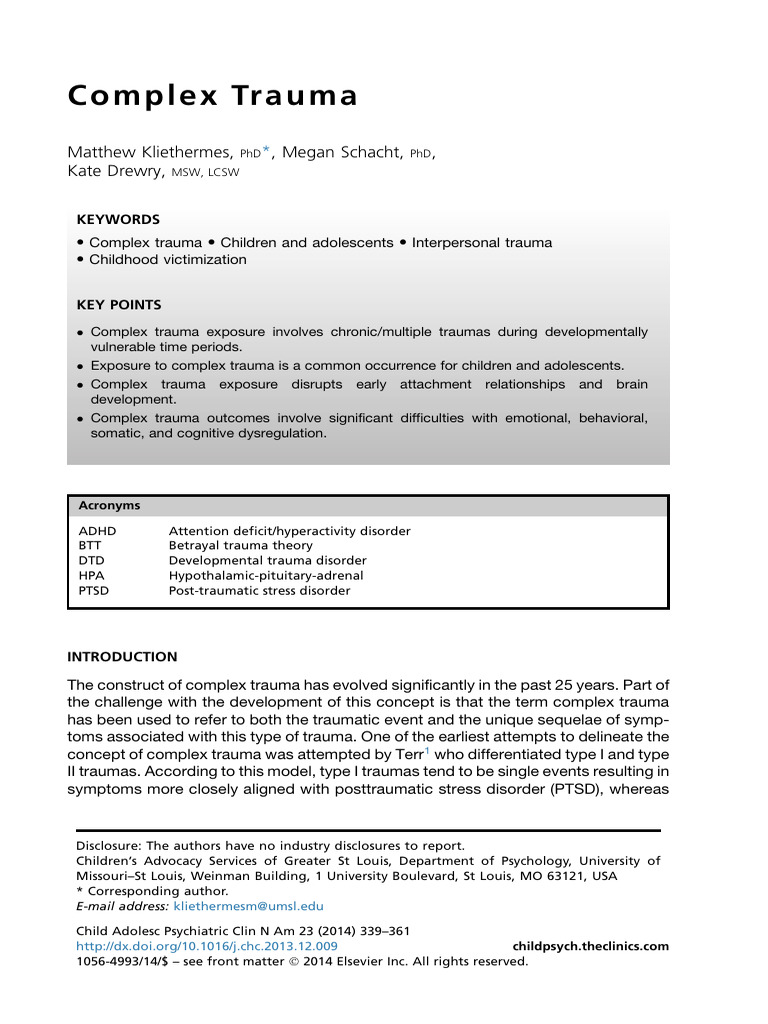 Complex Trauma 7 Pdf Complex Post Traumatic Stress Disorder