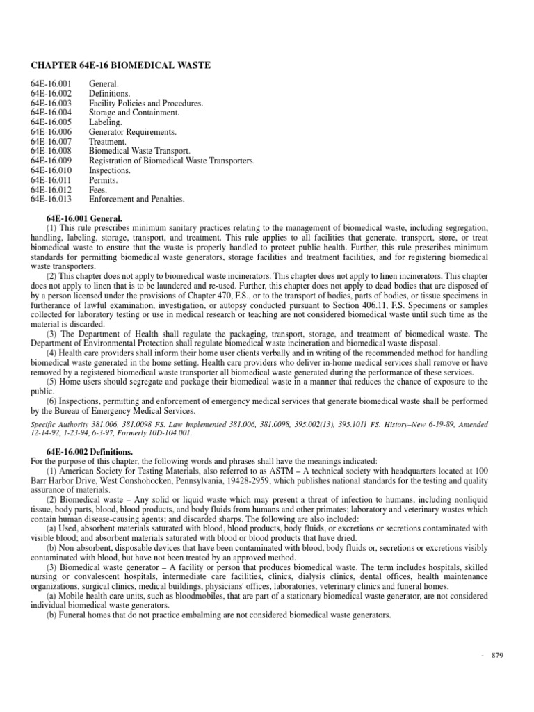 879 Chapter 64e16 Biomedical Waste PDF Sterilization (Microbiology