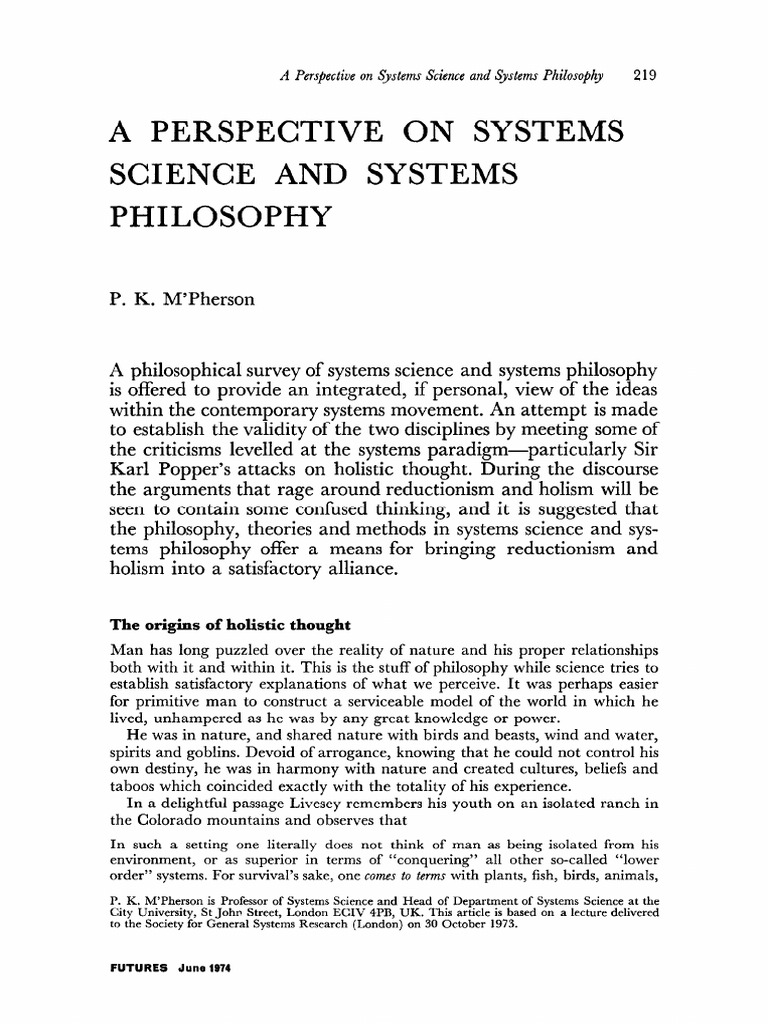 Systems Science and Philosophy Overview | PDF | Science | System