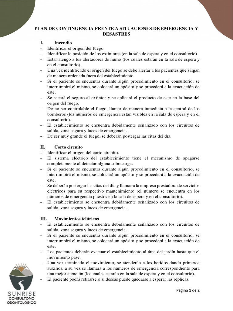 Plan de Contingencia para Emergencias | PDF | Peligros