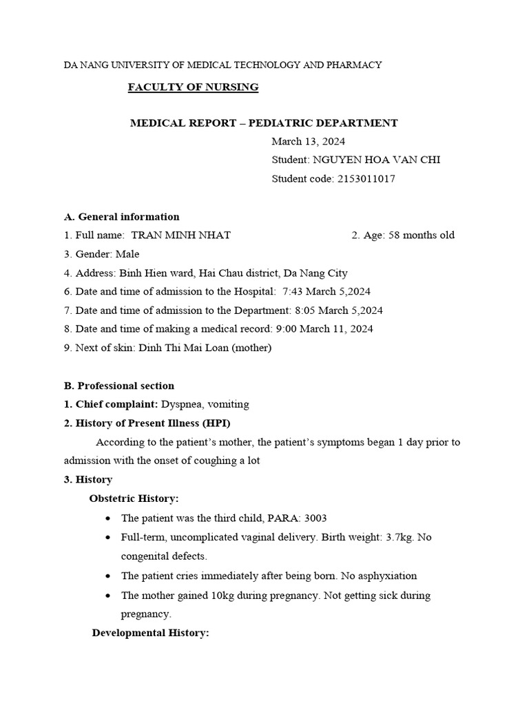 Pediatric Medical Report for 58-Month-Old | PDF | Breastfeeding | Lunch