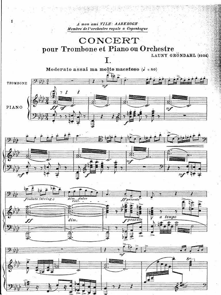 Launy Grøndahl トロンボーン協奏曲 ピアノリダクション Grøndahl, Launy Trombone Concerto Piano | PDF