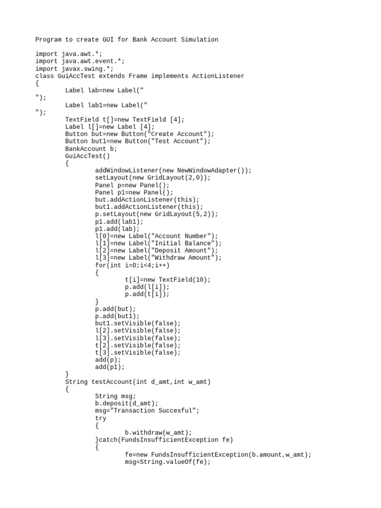 Program To Create GUI For Bank Account S | Download Free PDF | Computer ...