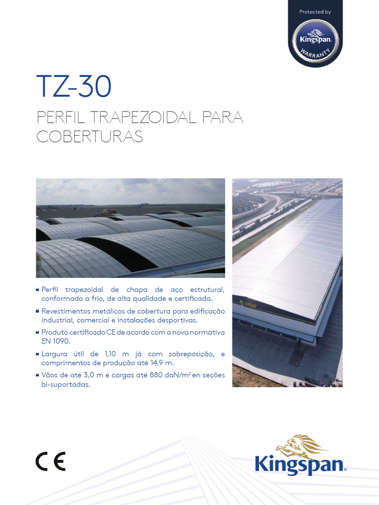 Kingspan - TZ-30 Roof Cladding - Datasheet - Spain - PT | PDF