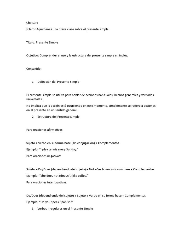 Uso del Presente Simple y Continuo | PDF | Verbo | Gramática