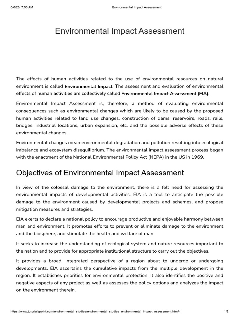Environmental Impact Assessment | PDF | Environmental Impact Assessment