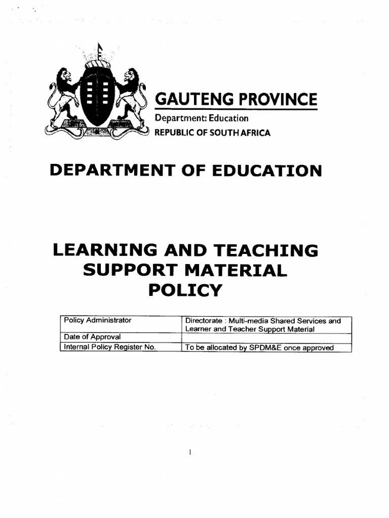 Learning and Teaching Support Material Policy LTSM | PDF