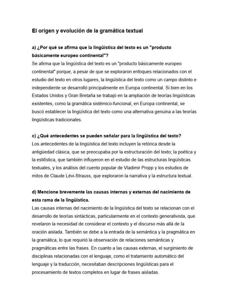 El origen y evolución de la gramática textual | PDF | Lingüística ...