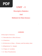 Unit - I: Descriptive Statistics and Methods For Data Science