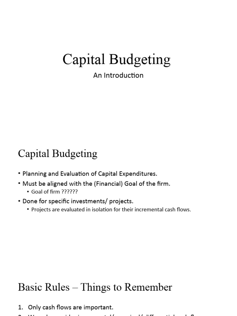 Capital Budgeting Basics and Cash Flow Analysis | PDF | Capital ...