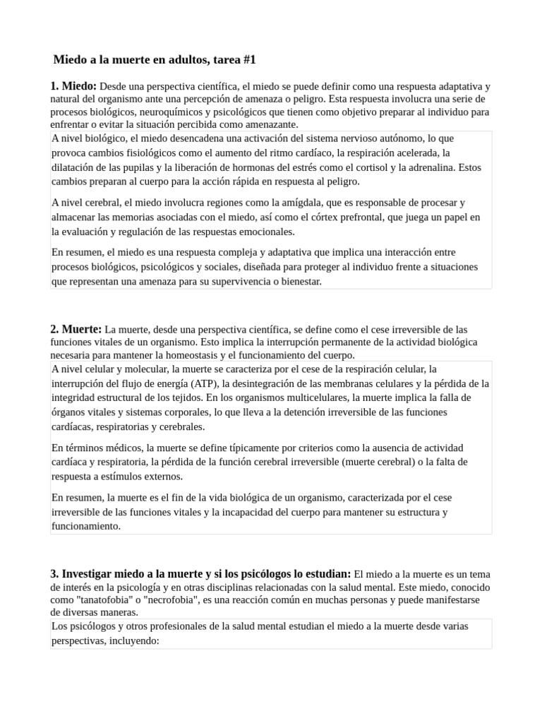 Miedo a la muerte en adultos | PDF | Sicología | Muerte