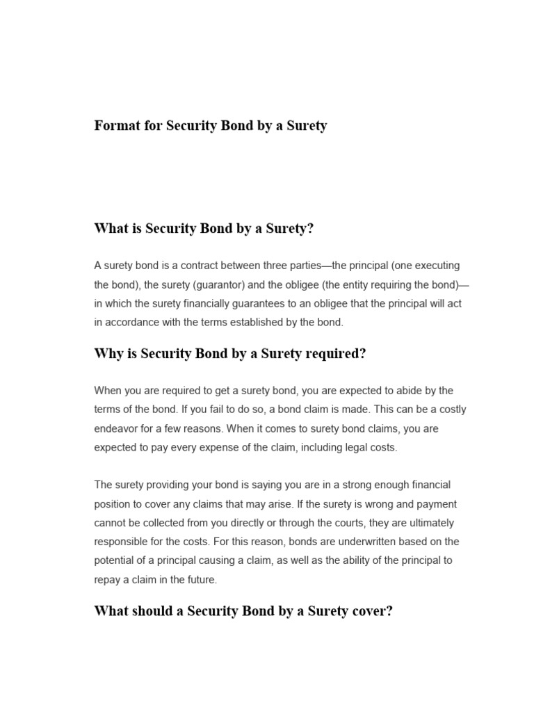 Surety Bond Format and Drafts | PDF | Surety | Bail