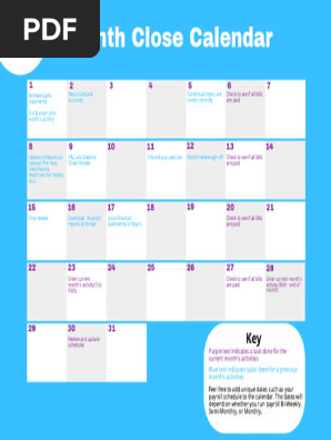 Month Close Calendar