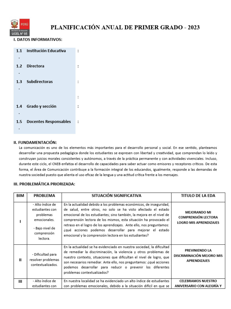 1° Grado Prog Anual de Comunicación | PDF | Aprendizaje | Comprensión ...
