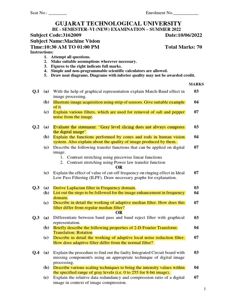 GTU DOM Paper 4 PDF Filter (Signal Processing) Computer Engineering