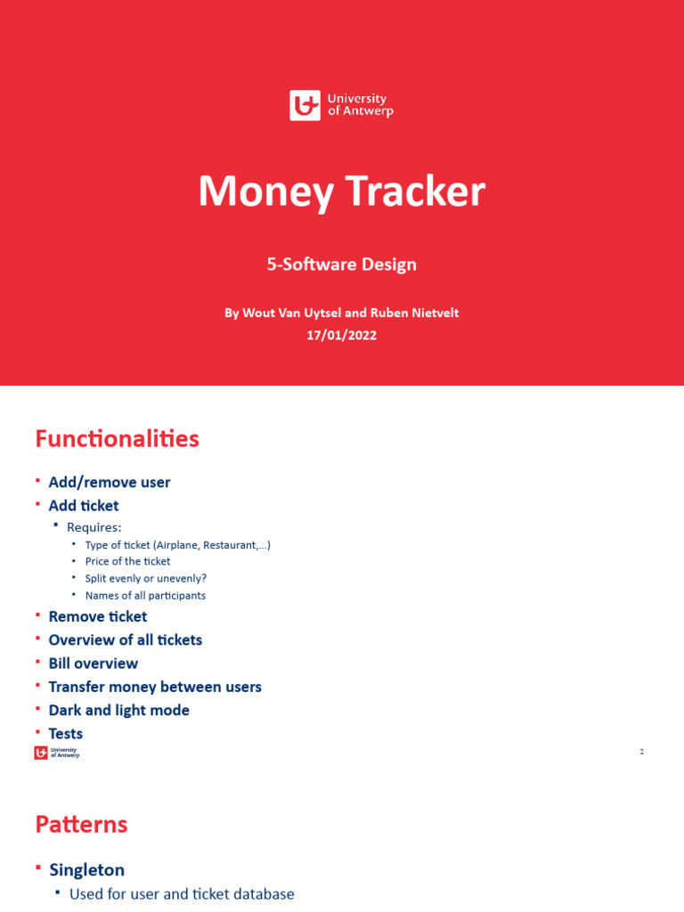 Software Design for Money Tracker | PDF