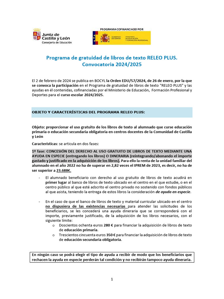 Listado Beneficiarios RELEO PLUS 2024/25 | PDF | Libro de texto ...