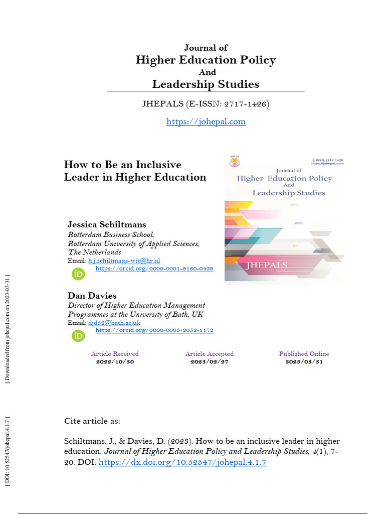 Inclusive Leadership in Higher Education | PDF | Leadership | Identity ...