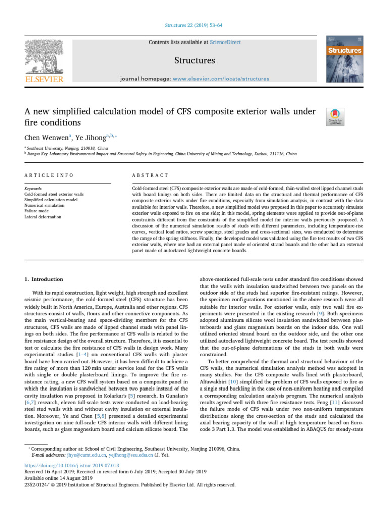 Simplified CFS Wall Model for Fire Safety | PDF | Deformation ...