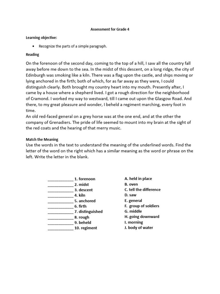 Grade 4 Pre Assessment Pdf