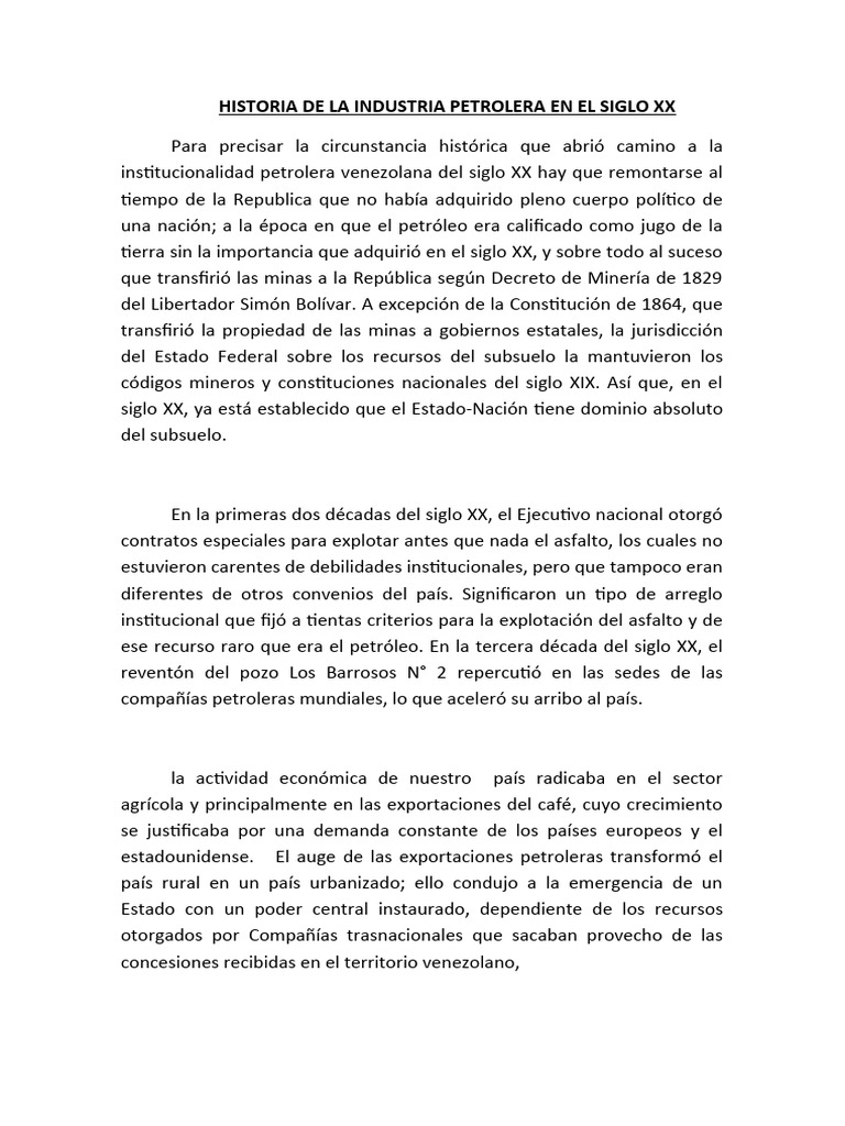 Evolución de la Industria Petrolera en Venezuela | PDF | Petróleo ...