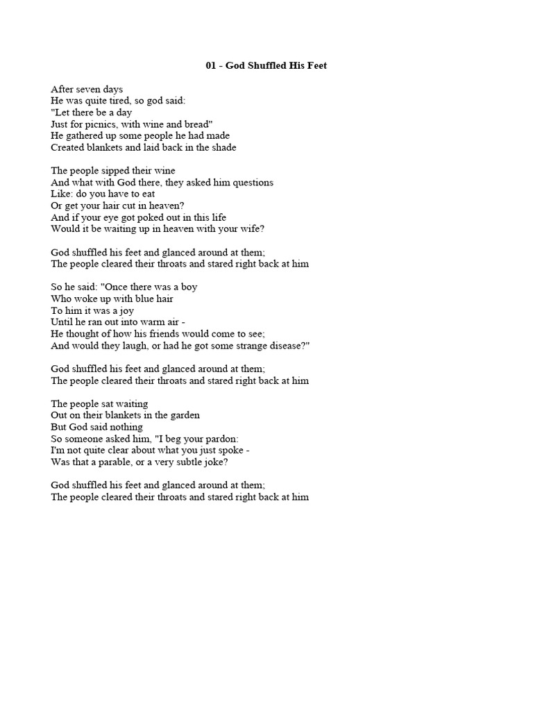 Crash Test Dummies God Shuffled His Feet PDF