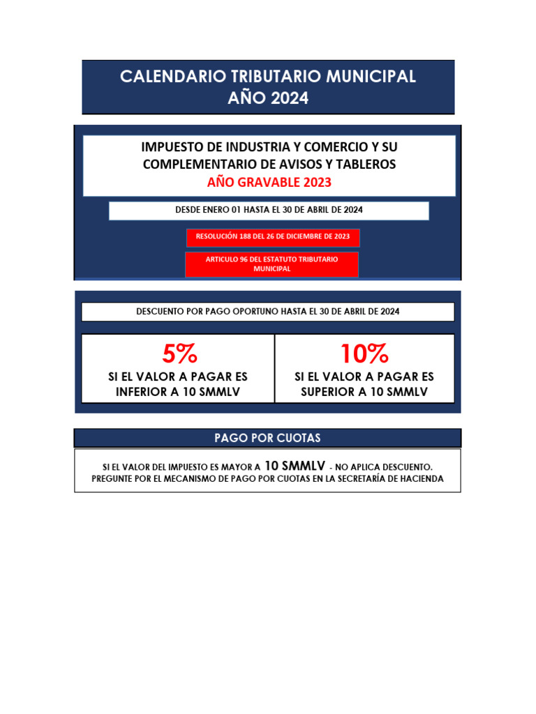 Calendario ICA 2024 PDF