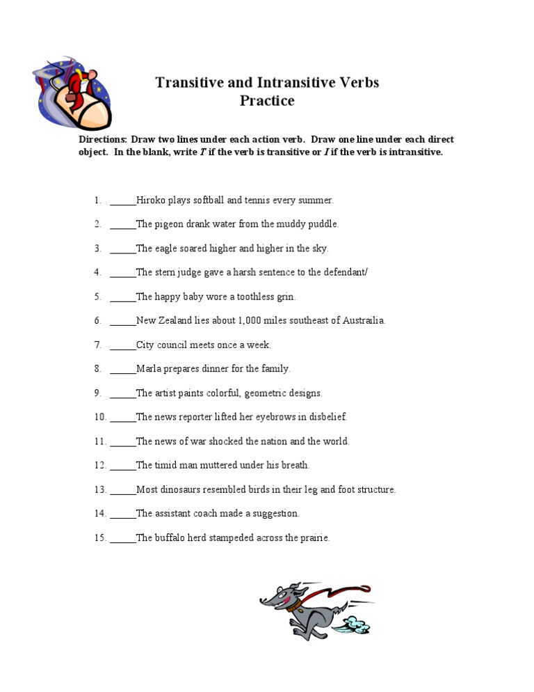 Transitive And Intransitive Verbs Practice Linguistic Morphology Cognitive Science