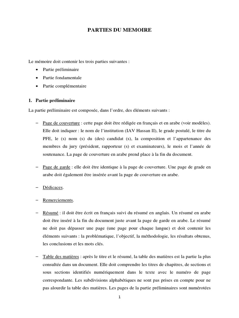 Structure d'un mémoire académique | PDF