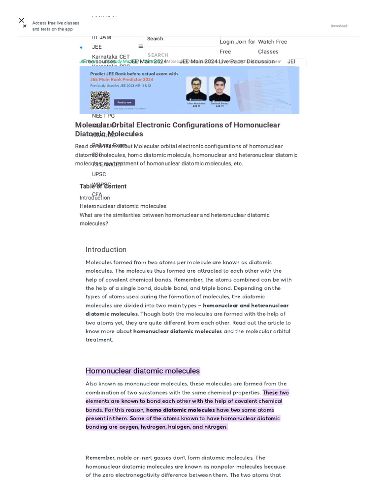 Homonuclear vs Heteronuclear Diatomic Molecules | PDF | Covalent Bond ...